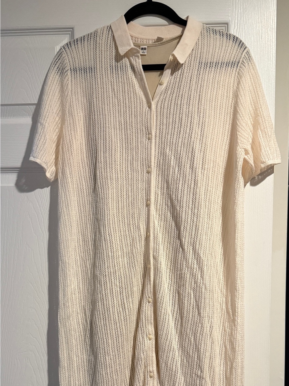Uniqlo Cream Knit Midi Shirt Dress